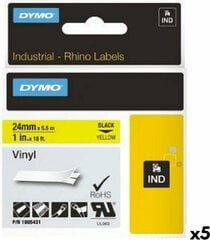 Комплект термоусадочной трубки Rhino Dymo ID1-24 24 x 1,5 mm Чёрный Белый (5 штук) цена и информация | Аксессуары для принтера | kaup24.ee