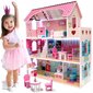 Puidust nukumaja, 70cm, 3 korrust, LED-valgustuse ja mööblikomplektiga hind ja info | Tüdrukute mänguasjad | kaup24.ee