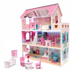 Деревянный кукольный домик Doll House, с LED подсветкой и мебелью, 70 см цена и информация | Игрушки для девочек | kaup24.ee