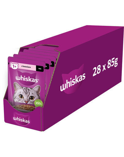 Whiskas koos lõhega, 28x85 g цена и информация | Konservid kassidele | kaup24.ee