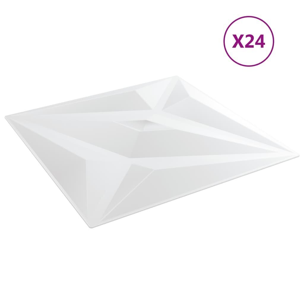 vidaXL seinapaneelid 24 tk, valge, 50 x 50 cm, EPS 6 m², täht цена и информация | Lae-, seinakaunistus elemendid | kaup24.ee