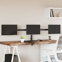 vidaXL kolme monitori alus, must, teras VESA 75/100 mm hind ja info | Teleri seinakinnitused ja hoidjad | kaup24.ee