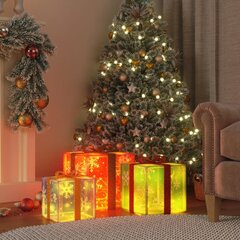 vidaXL valgustatud jõulukinkekarbid 3 tk, 64 LEDi, soe valge цена и информация | Рождественские украшения | kaup24.ee