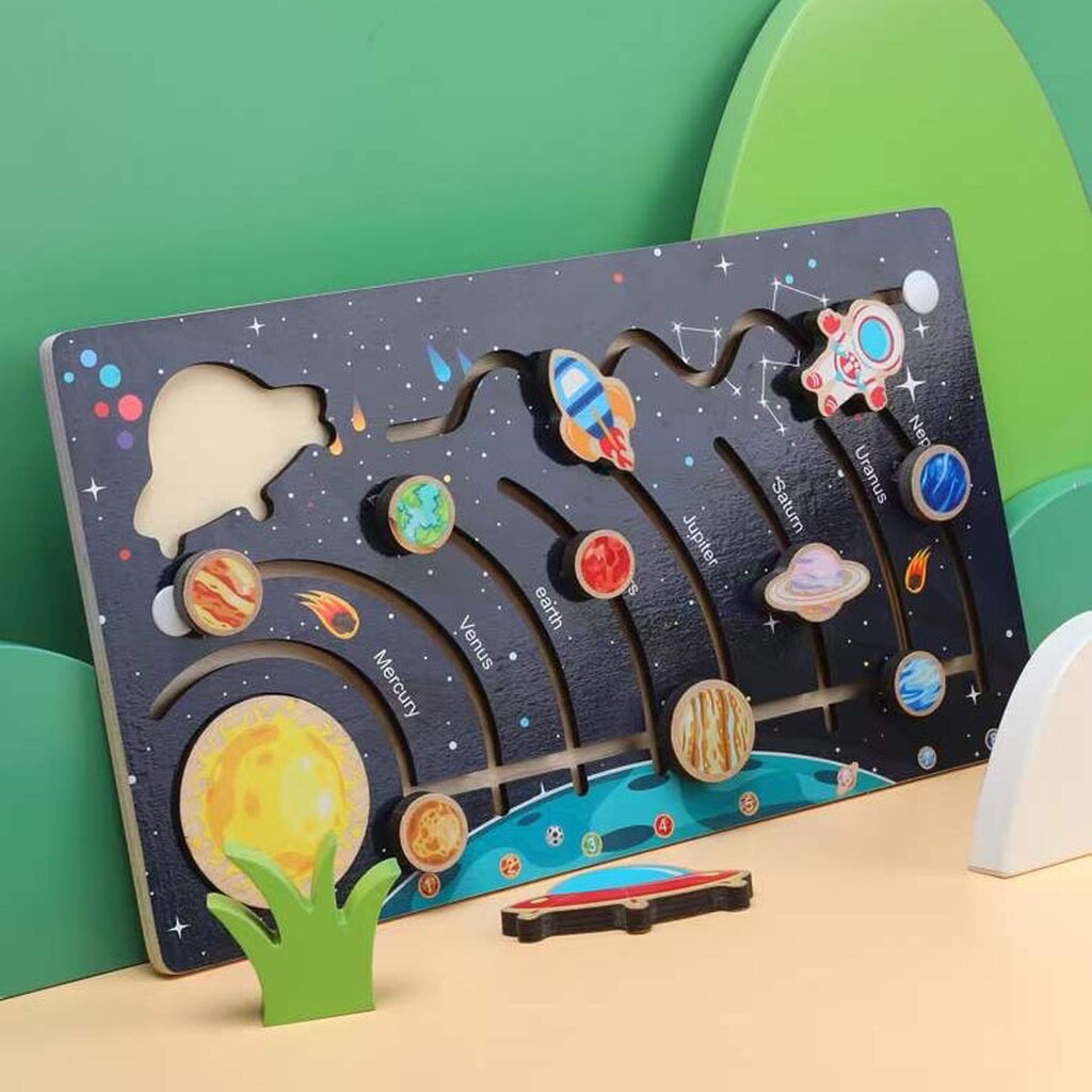 Puidust labürint Montessori, päikesesüsteem. hind ja info | Arendavad mänguasjad | kaup24.ee
