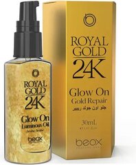 Taastav juukseõli kosmeetilise kullaga Royal Gold 24K Glow On - Gold Repair, 30 ml цена и информация | Маски, масла, сыворотки | kaup24.ee