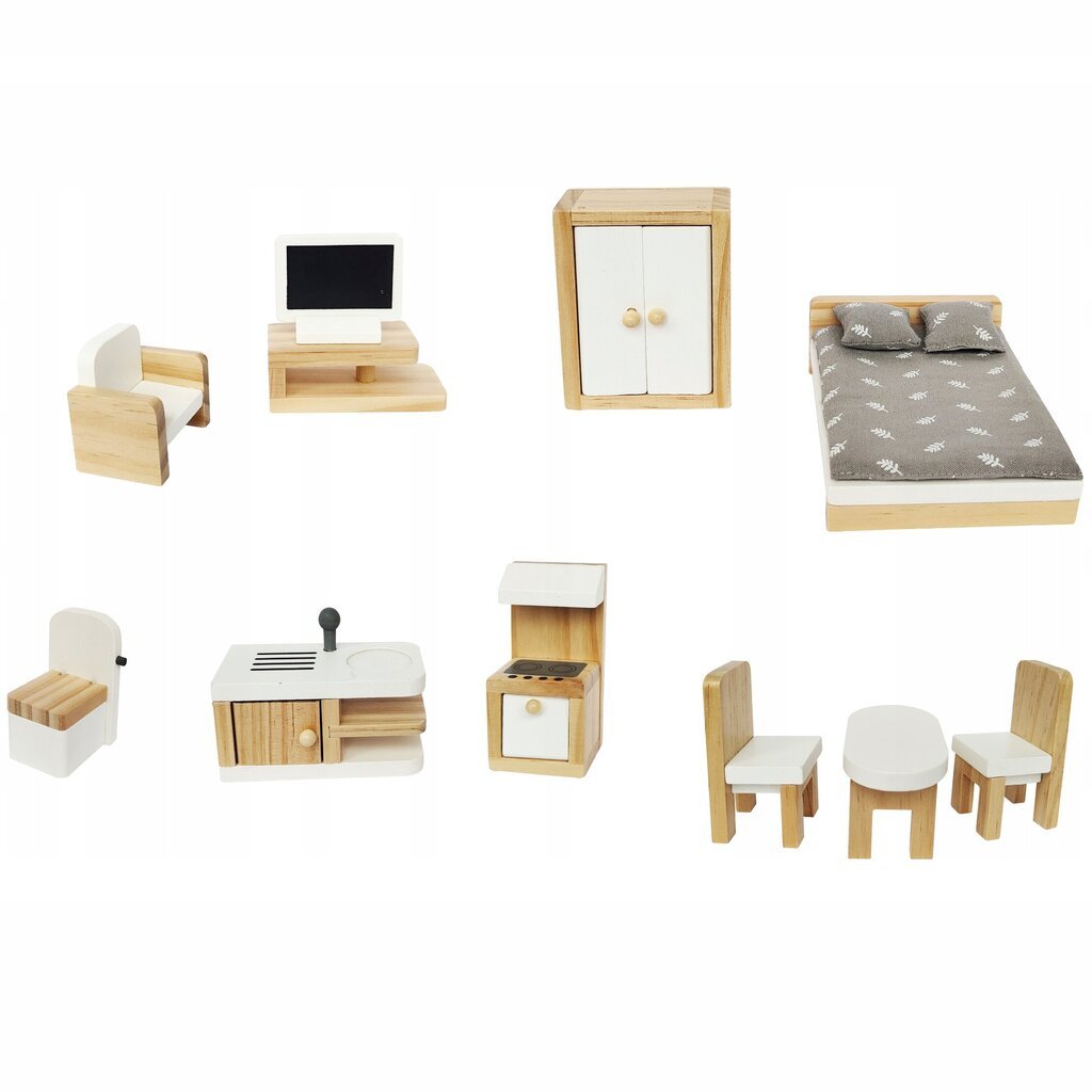 Kolmekorruseline puidust nukumaja hind ja info | Tüdrukute mänguasjad | kaup24.ee