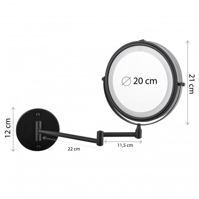 LED kosmeetiline peegel, must hind ja info | Vannitoa sisustuselemendid ja aksessuaarid | kaup24.ee