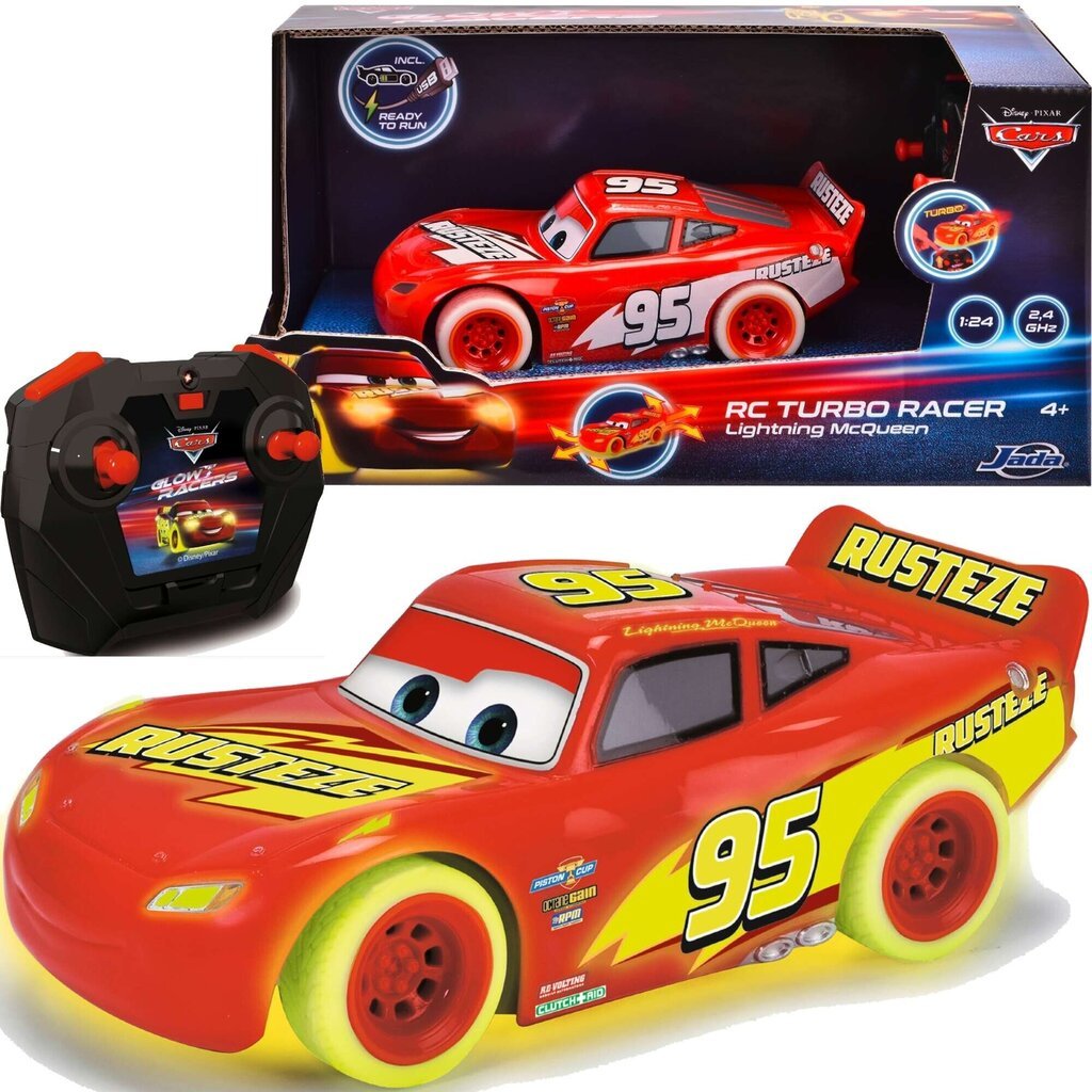 Kaugjuhitav auto McQueen Jada 1:24 hind ja info | Poiste mänguasjad | kaup24.ee