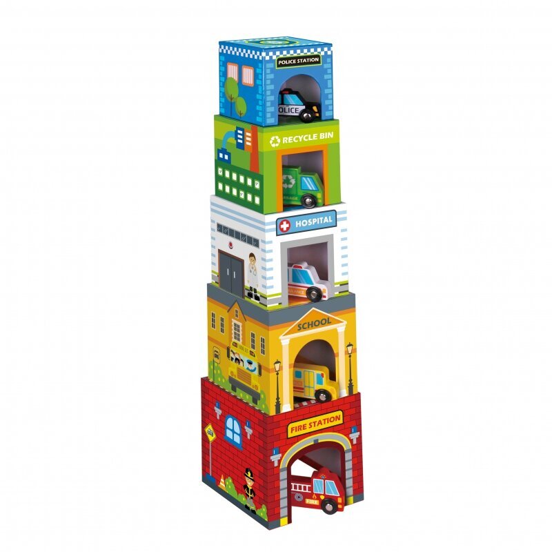 Puzzle linna sõidukid kastides Woopie Green цена и информация | Imikute mänguasjad | kaup24.ee