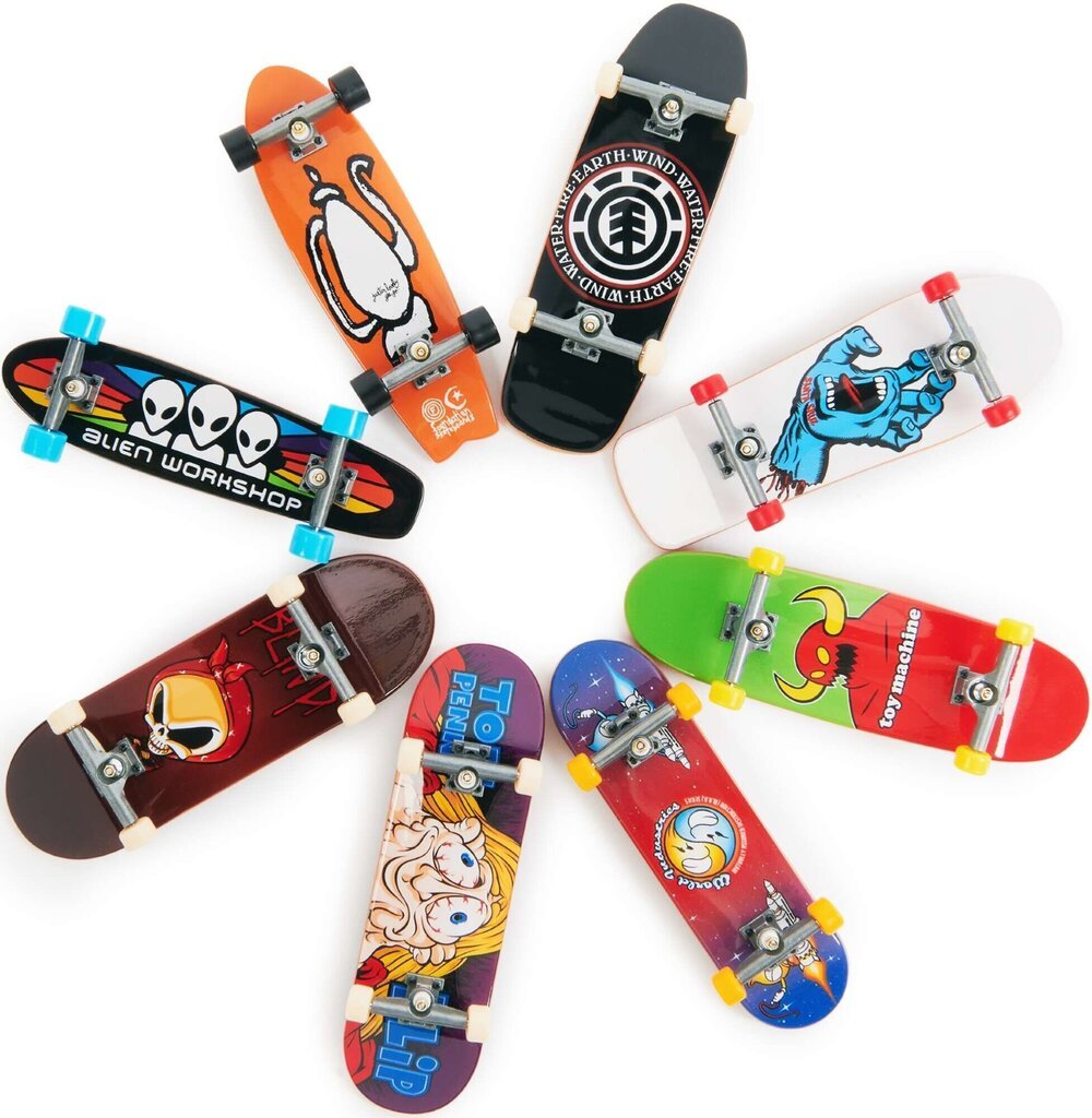 Värviline sõrmelaua Tech Deck Set rula, 8tk цена и информация | Poiste mänguasjad | kaup24.ee