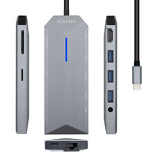 USB-разветвитель Aisens USB-C Dock 9 en 1, USB-C a 1x HDMI, 1xRJ45, 3x USB, 1x PD, 1x Audio, 1x SD, 1x Micro SD, Gris, 15 cm цена и информация | Адаптеры и USB-hub | kaup24.ee