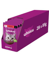 Whiskas с говядиной, 28х85 г цена и информация | Кошачьи консервы | kaup24.ee