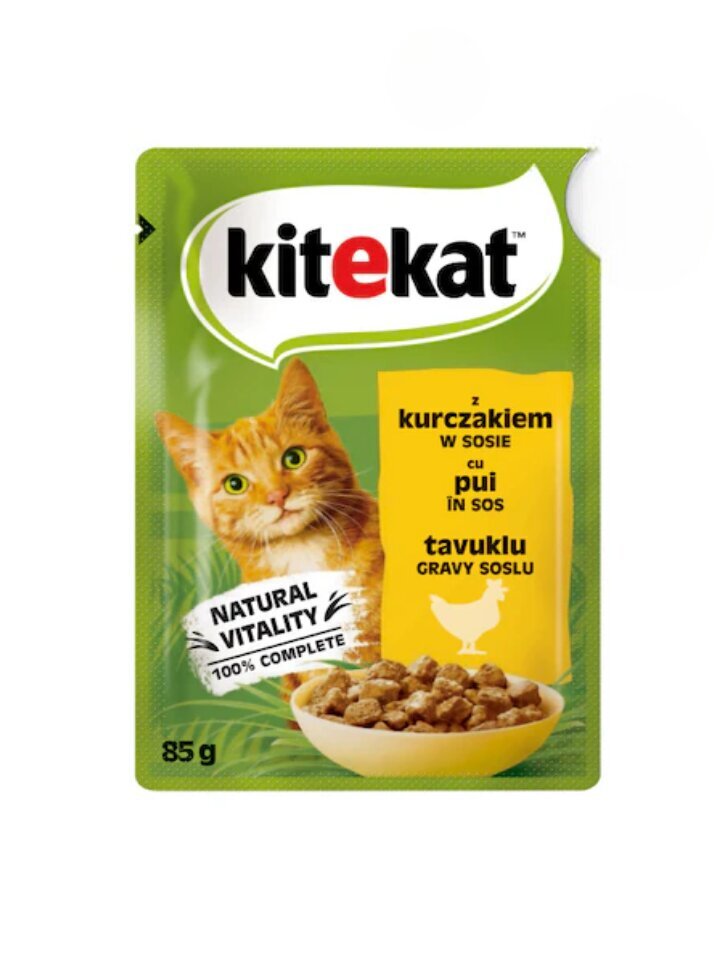 Kitekat täiskasvanud kassidele kanaga, 28x85 g цена и информация | Konservid kassidele | kaup24.ee