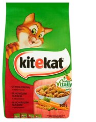 Kitekat для взрослых кошек с говядиной и овощами, 14 х 300 г цена и информация | Сухой корм для кошек | kaup24.ee