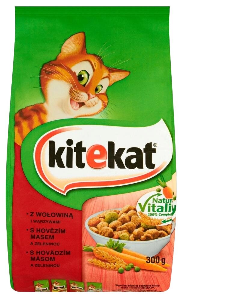 Kitekat täiskasvanud kassidele veiseliha ja juurviljadega, 14 x 300 g hind ja info | Kuivtoit kassidele | kaup24.ee