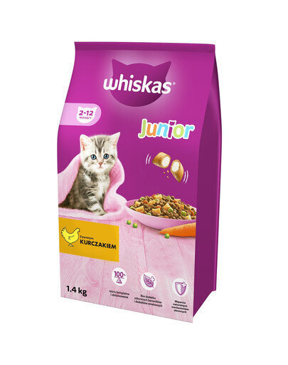 Whiskas noortele kassidele kanaga, 6x1.4 kg hind ja info | Kuivtoit kassidele | kaup24.ee