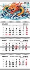 Seinale riputatav kalender "Draakon", 300x750mm, kolmeosaline, 2024 цена и информация | Календари, ежедневники | kaup24.ee