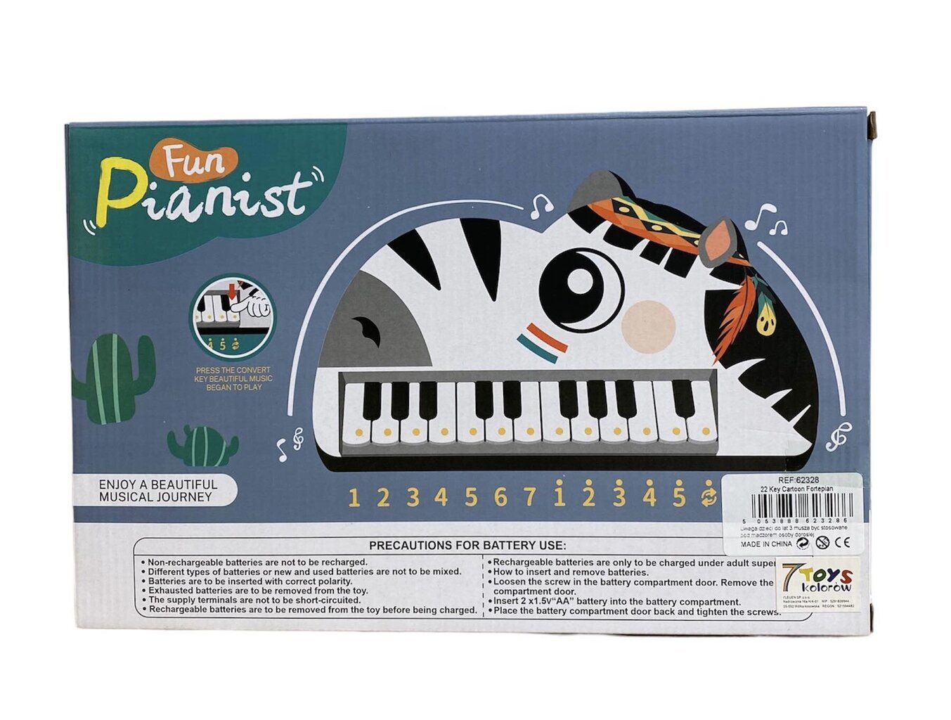 Laste klaver, 22 klahvi, Zebra Piano hind ja info | Arendavad mänguasjad | kaup24.ee