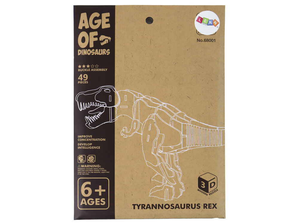 Puidust 3D ruumiline pusle "T-Rex", 22 tükki hind ja info | Pusled | kaup24.ee