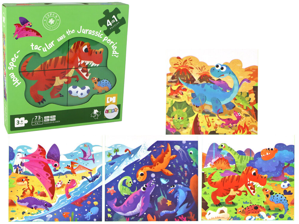 Puzzle "Dinosauruste maailm" 4 pilti 73 tükki цена и информация | Pusled | kaup24.ee