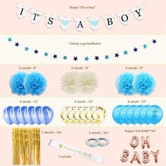 Õhupallide ja kaunistuste komplekt Baby shower – see on poiss цена и информация | Праздничные декорации | kaup24.ee