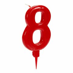 Вуаль Красный День рождения Номера 8 (12 штук) цена и информация | Гудки для вечеринки Clown Face (4шт.) | kaup24.ee