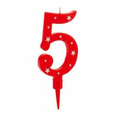 Вуаль Красный День рождения Номера 5 (12 штук) цена и информация | Гудки для вечеринки Clown Face (4шт.) | kaup24.ee