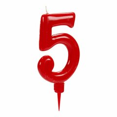 Вуаль Красный День рождения Номера 5 (12 штук) цена и информация | Гудки для вечеринки Clown Face (4шт.) | kaup24.ee