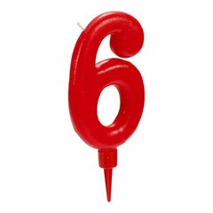 Вуаль Красный День рождения Номера 6 (12 штук) цена и информация | Гудки для вечеринки Clown Face (4шт.) | kaup24.ee
