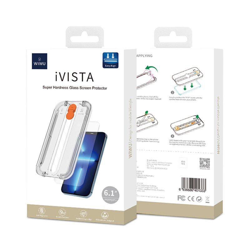 WiWU iVista Easy Install 5D iPhone 13/14 цена и информация | Ekraani kaitsekiled | kaup24.ee