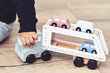 Puidust veoauto - 4 autoga poolhaagis hind ja info | Poiste mänguasjad | kaup24.ee