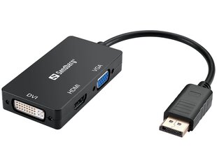 Sandberg 509-11 Adapter DP>HDMI+DVI+VGA цена и информация | Адаптеры и USB-hub | kaup24.ee