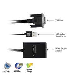 PROMATE proLink-V2H VGA to HDMI Converter / USB Audio цена и информация | Адаптеры и USB-hub | kaup24.ee