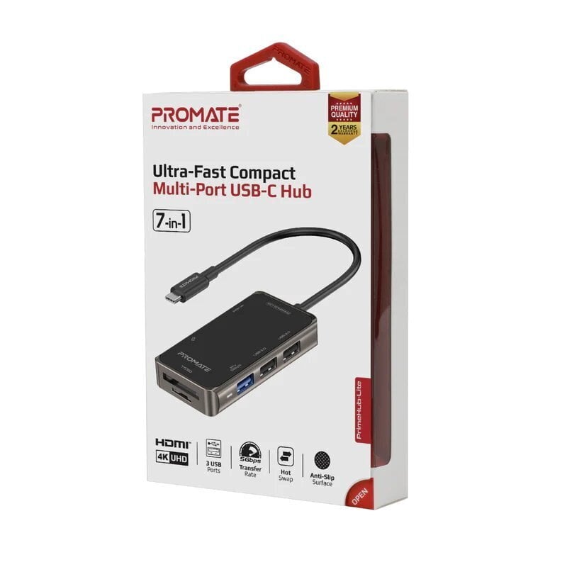 Promate PrimeHub-Lite USB-C multimeediumijaotur, HDMI, USB3.0, SD, PD цена и информация | USB jagajad, adapterid | kaup24.ee