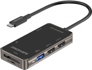 PROMATE PrimeHub-Lite USB-C Multimedia Hub / 4K HDMI / USB3.0 / SD / PD цена и информация | Адаптер Aten Video Splitter 2 port 450MHz | kaup24.ee