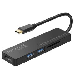 Promate LinkHub-C USB-C – HDMI, 2 x USB 3.0 hind ja info | USB jagajad, adapterid | kaup24.ee