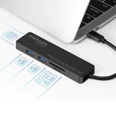 PROMATE LinkHub-C USB-C to HDMI 4K / 2XUSB 3.0 / SD цена и информация | Адаптер Aten Video Splitter 2 port 450MHz | kaup24.ee