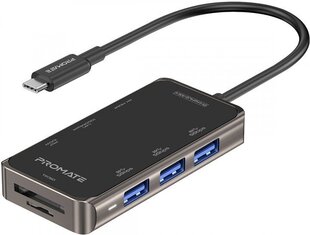 PROMATE PrimeHub-Mini 8in1 USB-C Hub HDMI 4K / LAN / PD 100W / SD / 3x USB3.0 цена и информация | Адаптер Aten Video Splitter 2 port 450MHz | kaup24.ee