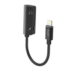 Lightning to AUX mini jack 3.5mm adapter + Lightning Budi (black) цена и информация | Адаптеры и USB-hub | kaup24.ee