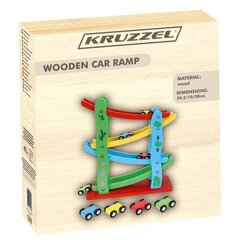 Деревянная автомобильная трасса с машинками Kruzzel цена и информация | Игрушки для малышей | kaup24.ee
