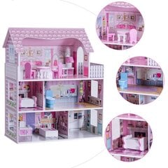 Деревянный кукольный домик для девочек, 61х26.5х71 см цена и информация | Игрушки для девочек | kaup24.ee