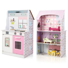 Кукольный домик и кухня 2-в-1 с мебелью и аксессуарами цена и информация | Игрушки для девочек | kaup24.ee