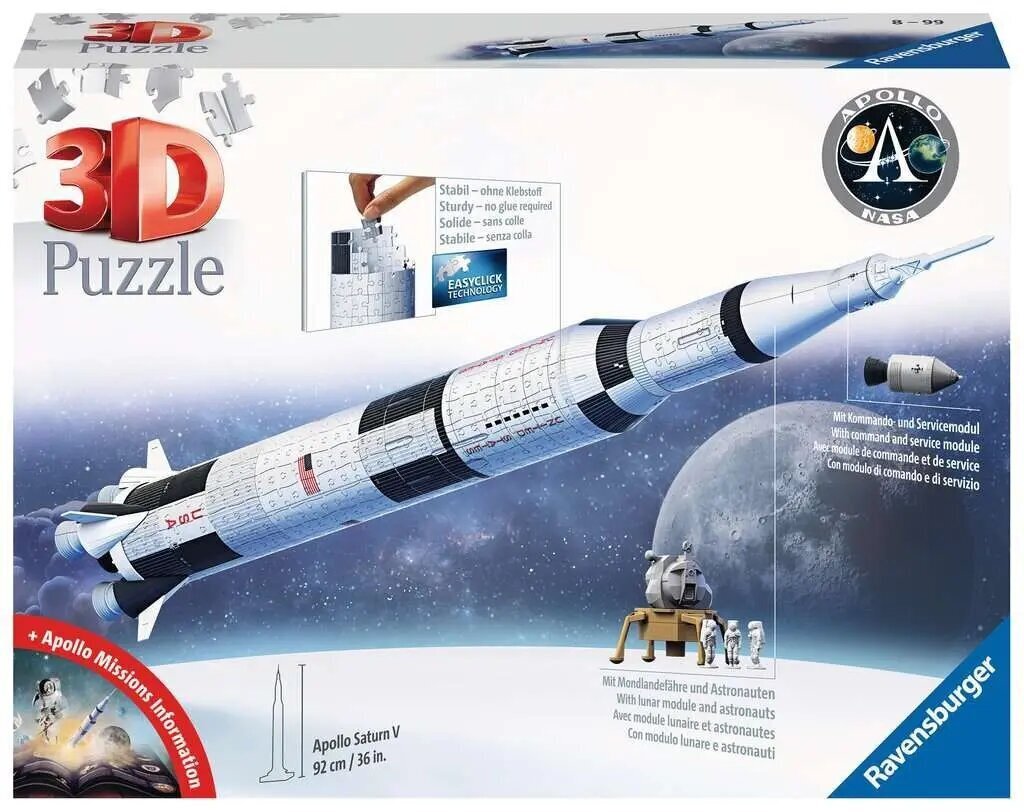 Pusle 3D Ravensburger Apollo Saturn V, 504 tk. цена и информация | Pusled | kaup24.ee