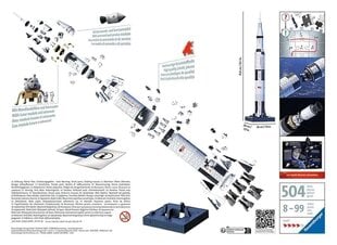 Pusle 3D Ravensburger Apollo Saturn V, 504 tk. цена и информация | Пазлы | kaup24.ee