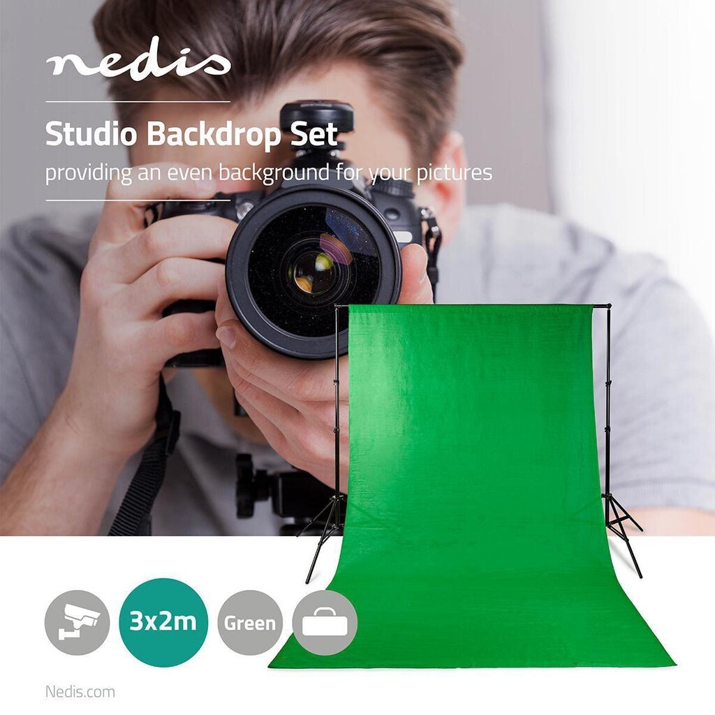 Nedis BDKT10GN Photo Studio Background Kit 1,90 x 2,95 m hind ja info | Fotovalgustuse seadmed | kaup24.ee