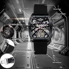 Автоматические унисекс часы Guanqin, черные цена и информация | Мужские часы | kaup24.ee