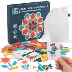 Puidust puzzle Montessori180 tk. цена и информация | Конструкторы и кубики | kaup24.ee