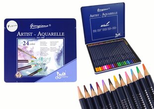 Набор цветных акварельных карандашей, 24 шт. цена и информация | Принадлежности для рисования, лепки | kaup24.ee