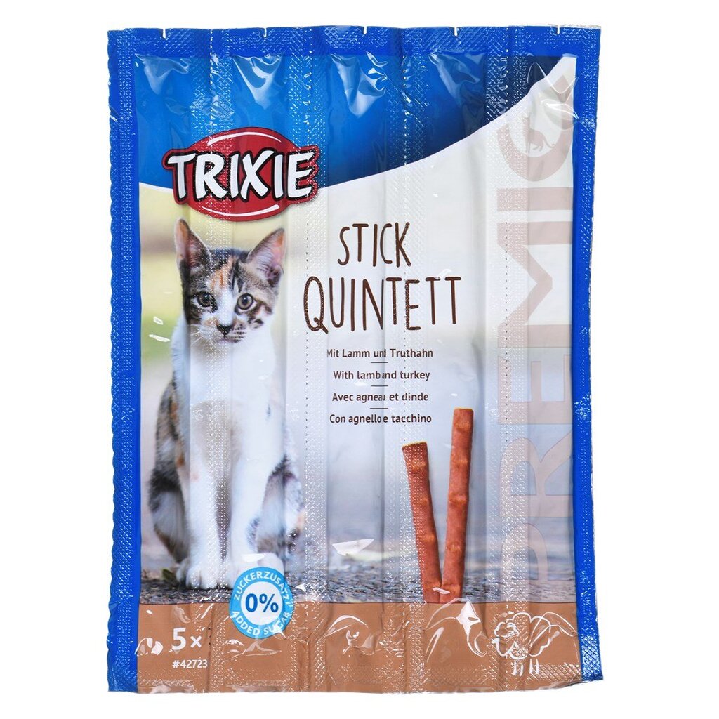 Snacks Premio Sticks-Lambaliha Kalkunikuiva Kassitoiduga-5x5g hind ja info | Maiustused kassidele | kaup24.ee