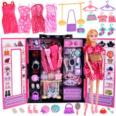 Nuku ja garderoobi komplekt koos aksessuaaridega, roosa hind ja info | Tüdrukute mänguasjad | kaup24.ee